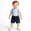 Lacoste Style Polo & Denim Shorts with Gallace - 0 TO 24M pair how it looks