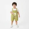 Lion Patch Dungaree Romper & Striped T-Shirt - Imported how it looks
