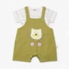 Lion Patch Dungaree Romper & Striped T-Shirt - Imported romper pair