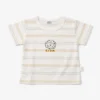 Lion Patch Dungaree Romper & Striped T-Shirt - Imported shirt only