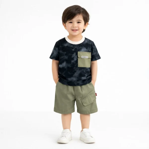 MOMOCO Tie-Dye T-Shirt & Cargo Shorts - 1 TO 6Y how it looks