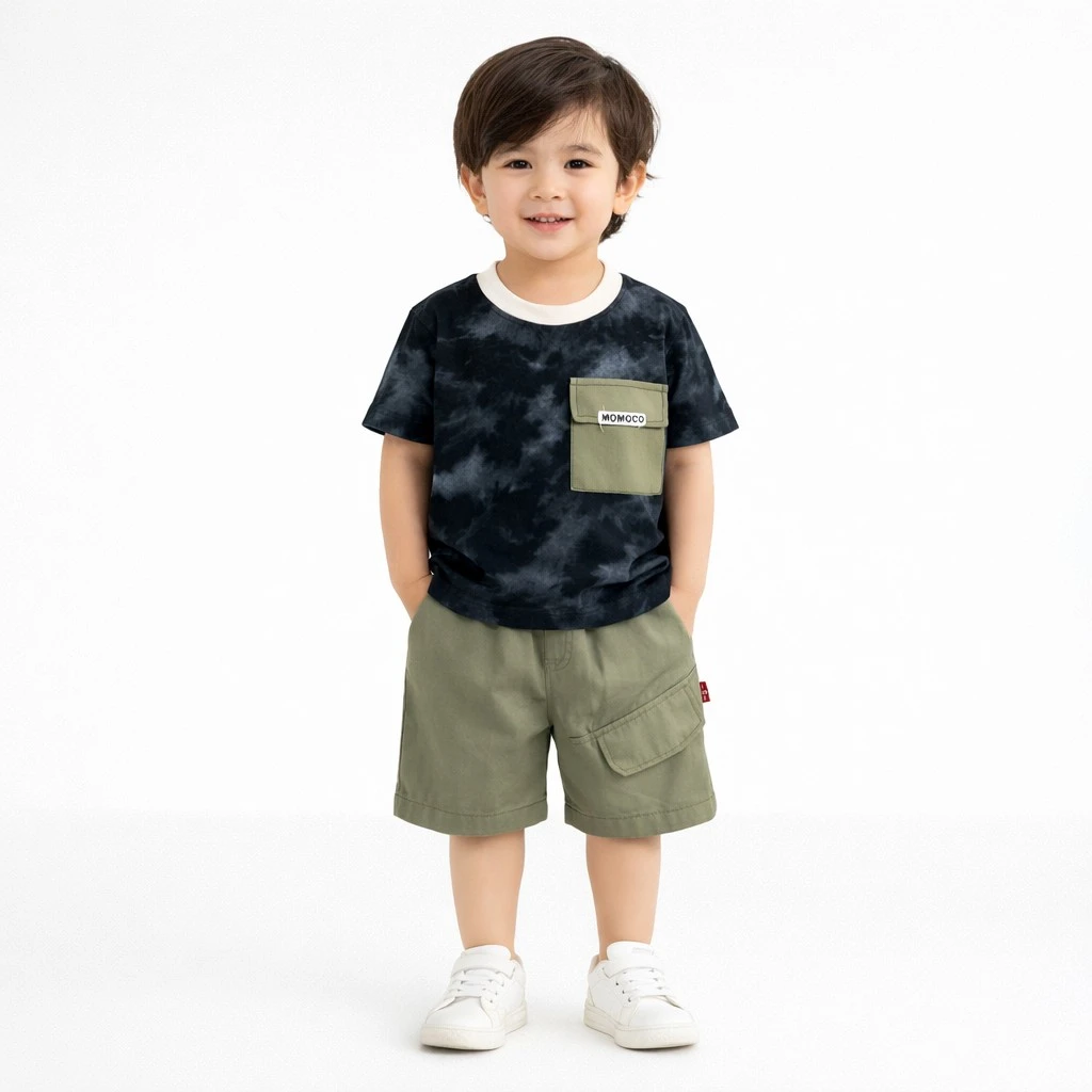 MOMOCO Tie-Dye T-Shirt & Cargo Shorts - 1 TO 6Y how it looks