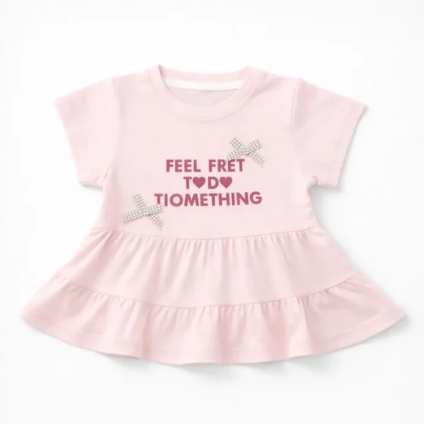 Pink Peplum T-Shirt & Grey Heather Shorts - Imported shirt view