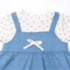 Polka Dot Top and Denim Pinafore Dress Set - 1 TO 6Y how it looks closeup