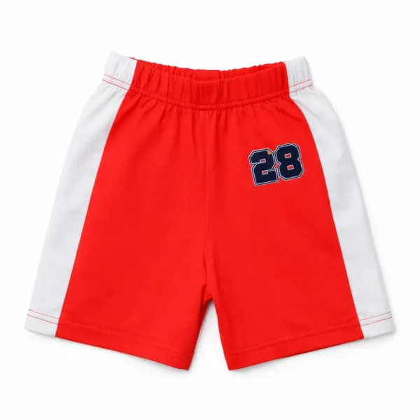 Red & White Athletic T-Shirt and Shorts Suit - Imported nicker view