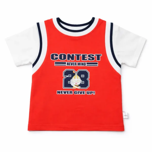 Red & White Athletic T-Shirt and Shorts Suit - Imported shirt view