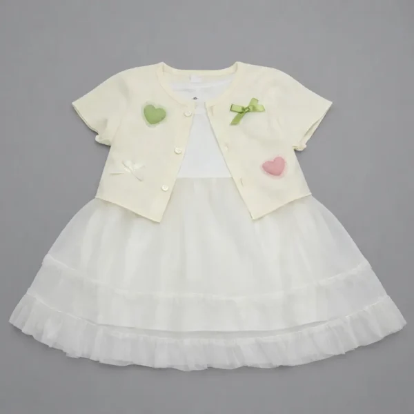 Ribbed Cardigan Tulle Tutu Dress Set - Imported - 1 TO 6Y pair