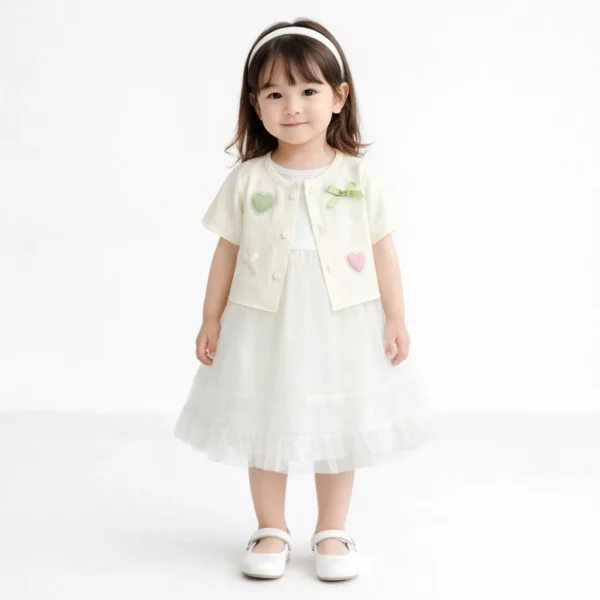 Ribbed Cardigan Tulle Tutu Dress Set - Imported - 1 TO 6Y pair how it looks