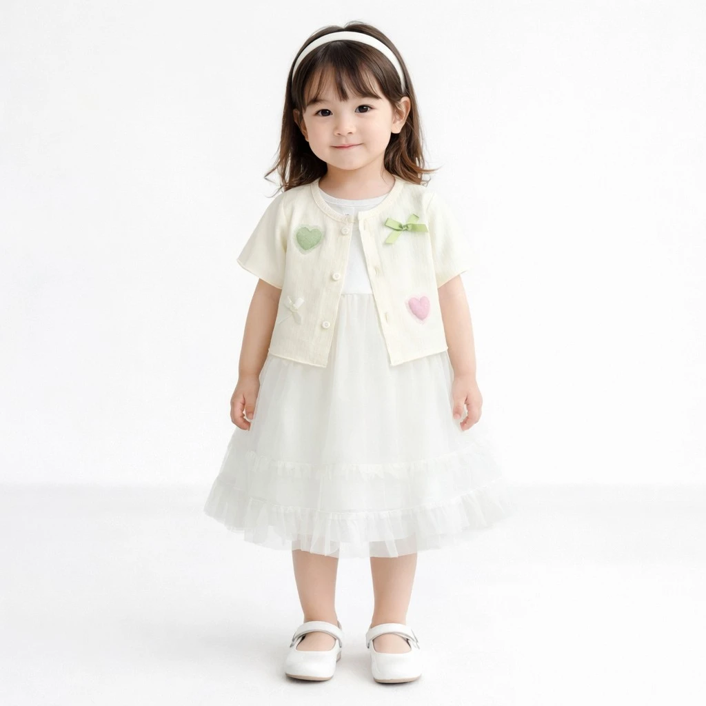 Ribbed Cardigan Tulle Tutu Dress Set - Imported - 1 TO 6Y pair how it looks
