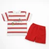 Toddler Boys Nautical Striped T-Shirt & Red Shorts - Imported pair