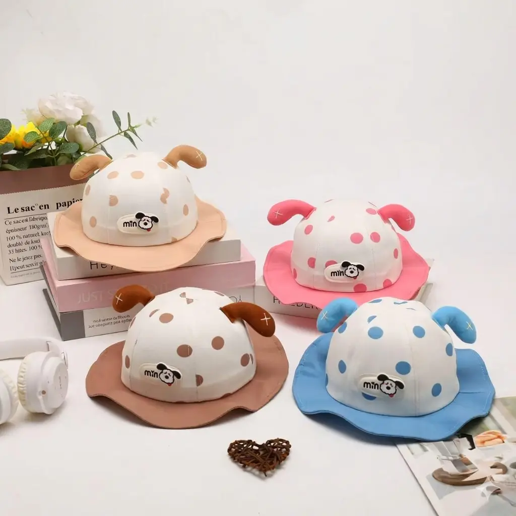 Baby Dog Ear Polka Dot Bucket Cap - Imported Caps