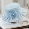 Floral Lace Embroidery Bucket Hat for Summer - 6 Colors blue