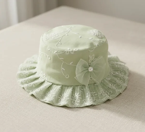 Floral Lace Embroidery Bucket Hat for Summer - 6 Colors green