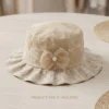 Floral Lace Embroidery Bucket Hat for Summer - 6 Colors light brown