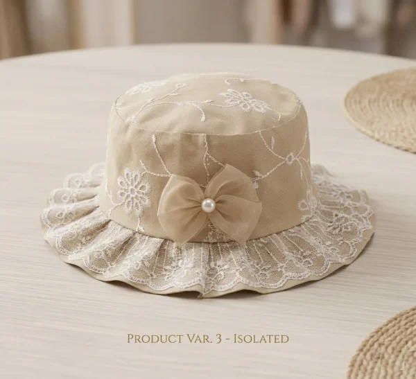 Floral Lace Embroidery Bucket Hat for Summer - 6 Colors light brown