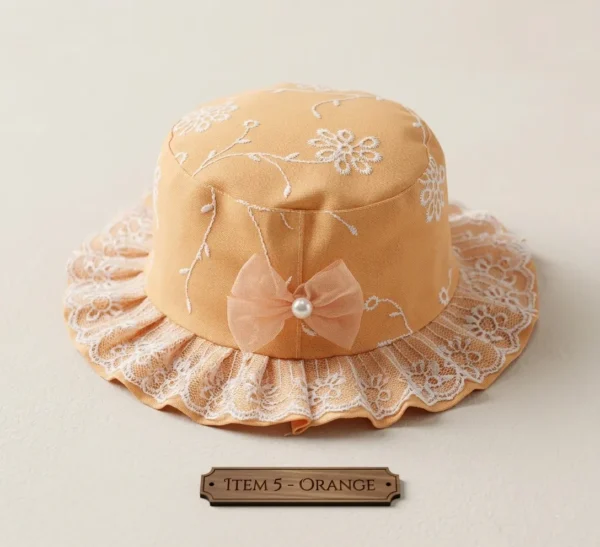 Floral Lace Embroidery Bucket Hat for Summer - 6 Colors orange