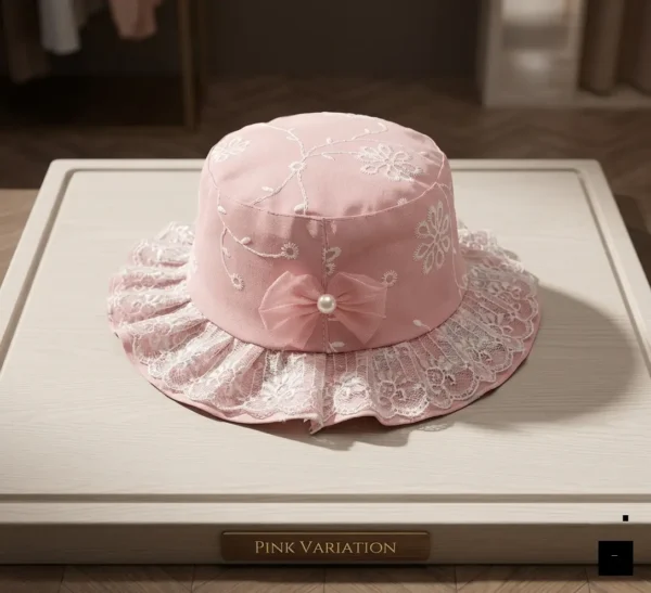 Floral Lace Embroidery Bucket Hat for Summer - 6 Colors pink
