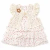 3 Pc Floral Dress Set Detachable Flower Brooch main photo tops