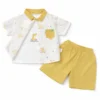 3 Piece Dino Print Short Sleeve Shirt and Shorts Set 1 to 5 Y pair