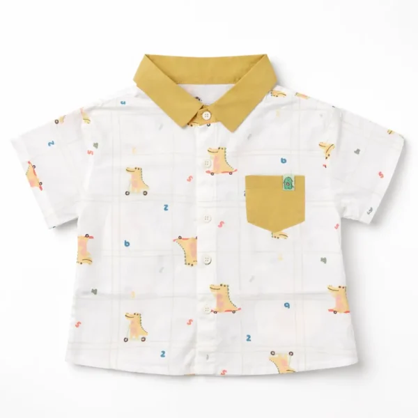 3 Piece Dino Print Short Sleeve Shirt and Shorts Set 1 to 5 Y shirt