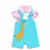 3 Piece Giraffe Romper Set T Shirt Dungaree & Socks 3 to 9M front