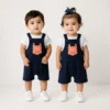 3 Piece Tiger Romper Set T Shirt Dungaree & Socks 3 to 24M
