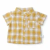 4 Pc Yellow Plaid Shirt & Shorts Set- Imported - 1 - 5 Y shirt