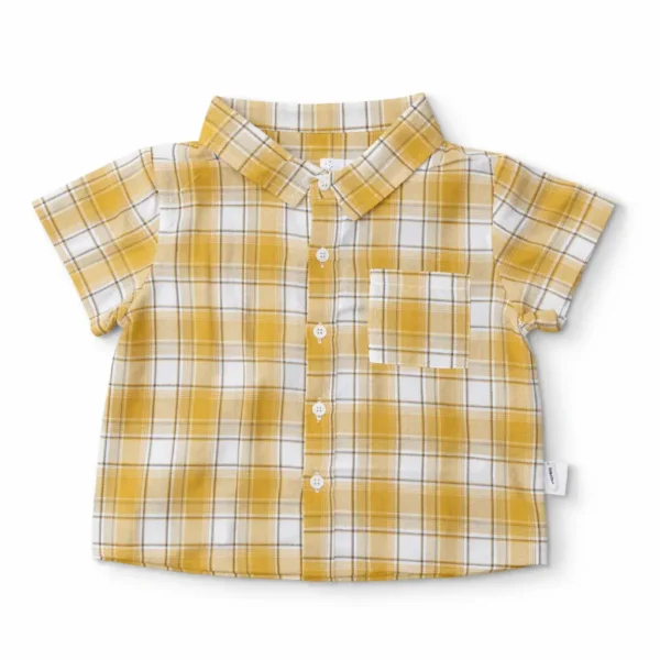 4 Pc Yellow Plaid Shirt & Shorts Set- Imported - 1 - 5 Y shirt