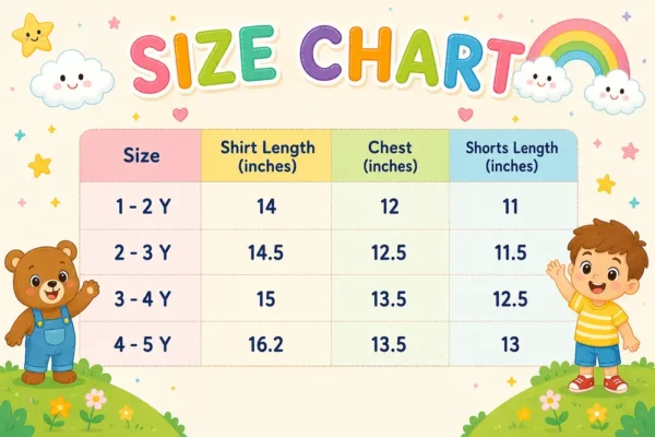 4 Pc Yellow and grey both Plaid Shirt & Shorts Set- Imported - 1 - 5 Y size chart size guide