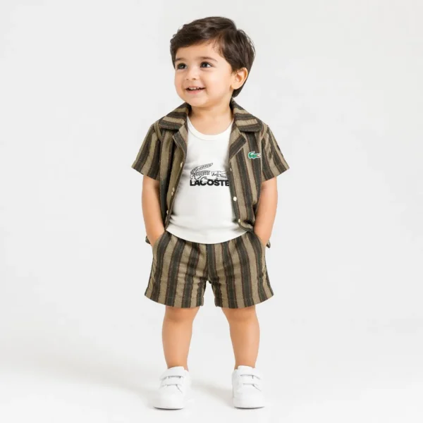 ALM 3 Piece Striped Shirt Sleeveless Inner & Shorts 12M to 5Y main photo
