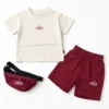 ALO Cream & Maroon T Shirt & Shorts with Waist Bag 1 to 6Y MAIN PHOTO pair