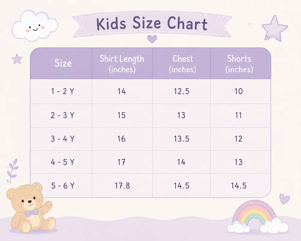 ALO Cream & Maroon T Shirt & Shorts with Waist Bag 1 to 6Y size chart size guide