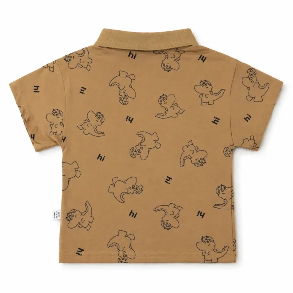 Baby Boys Brown Dino Print Polo Imported T Shirt 12M to 5Y back