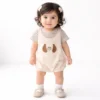 Baby Dog Print Romper Bodysuit Set Imported 6 to 24M how it looks