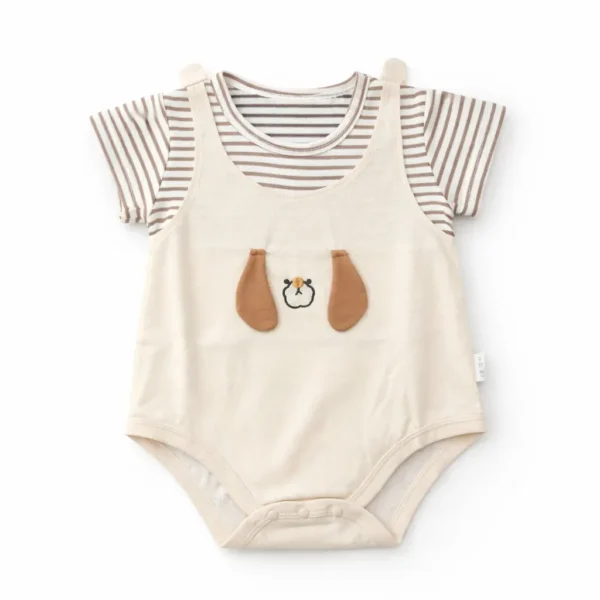 Baby Dog Print Romper Bodysuit Set Imported 6 to 24M how it looks front