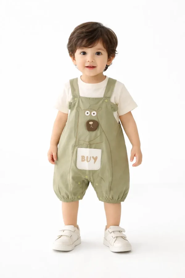 Bear Print Dungaree Set & T-Shirt - Imported - 6 - 24M main photo