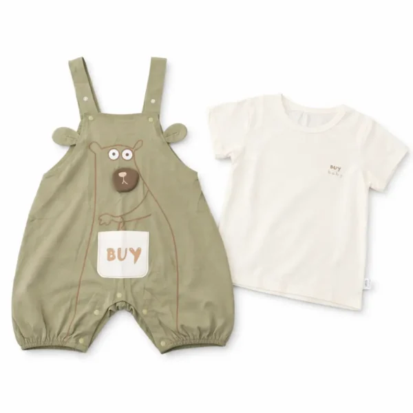 Bear Print Dungaree Set & T-Shirt - Imported - 6 - 24M main photo pair