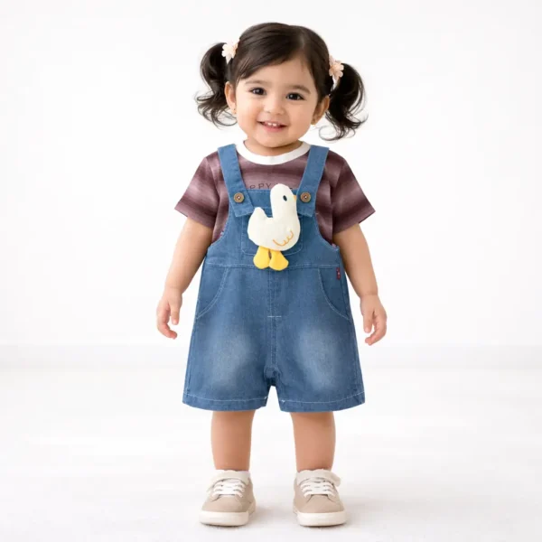Duck Denim Dungaree Romper Set Imported s-2xl how it looks