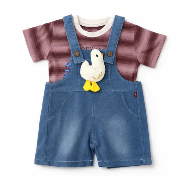 Duck Denim Dungaree Romper Set Imported s-2xl how it looks pair