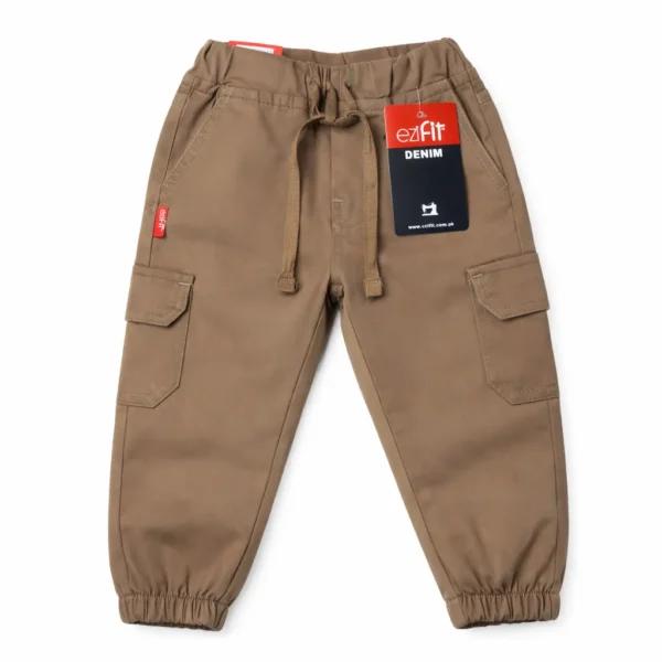 EziFit Cargo Pants Camel Stretchable Diaper Friendly 0 to 24M