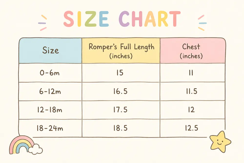 Girls Pink Bunny Cotton Imported Romper Imported 0 to 24M size chart size guide