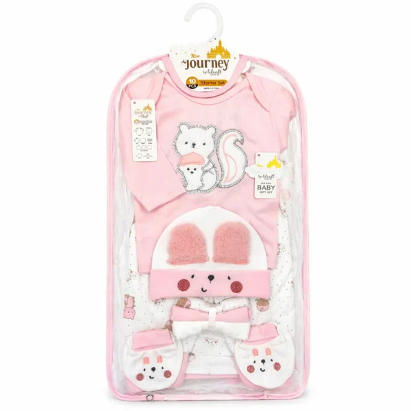 IKG Newborn Baby 10 Piece Gift Set Cotton Full Sleeve 4 colors all pink