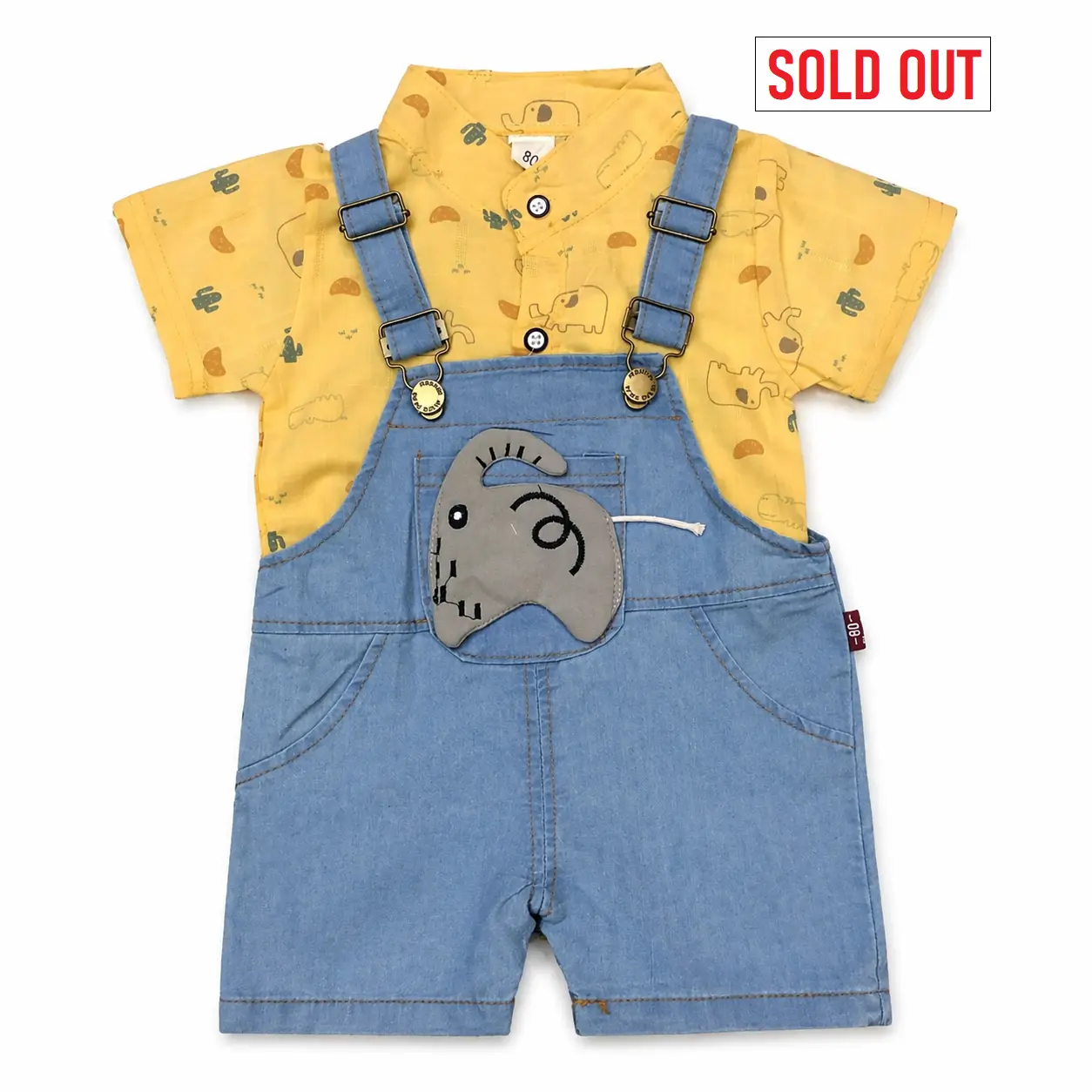 Imported 2 Piece Elephant Denim Dungaree Set 6M to 3Y