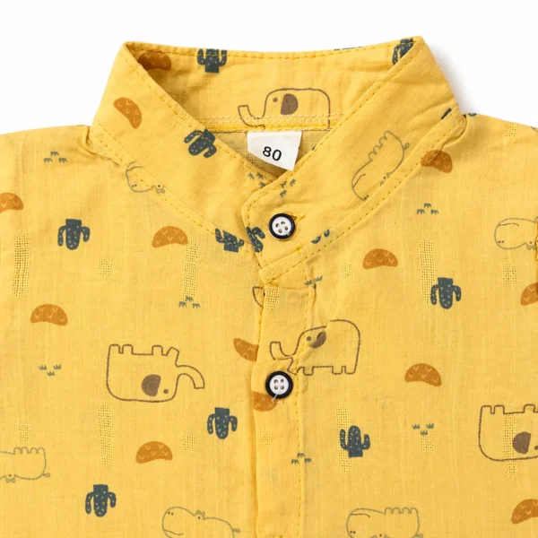 Imported 2 Piece Elephant Denim Dungaree Set 6M to 3Y shirt closeup