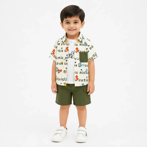Imported 3 Piece Dinosaur Casual Summer Set 6M TO 3Y how it looks