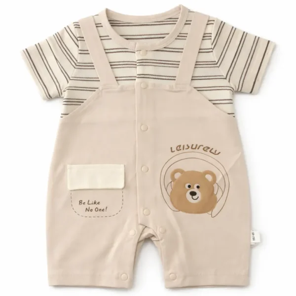 Imported Bear Print Dungaree Be Like Romper 0 to 24M main