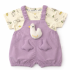 Imported Duck Print Dungaree Purple Romper Set 6M TO 4Y front