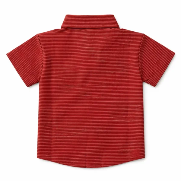 Imported Red Striped T Shirt with Pocket & Collar 12M to 6Y back