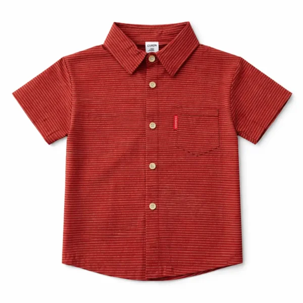 Imported Red Striped T Shirt with Pocket & Collar 12M to 6Y front