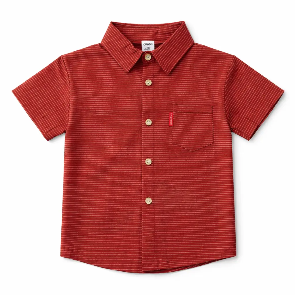 Imported Red Striped T Shirt with Pocket & Collar 12M to 6Y front